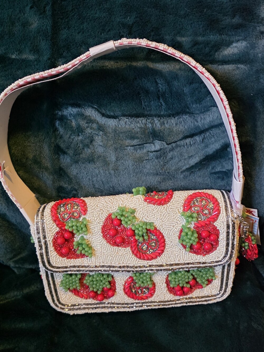 Viral Tomato Beaded Shoulder Bag with Adorable Tomato Bag Charm. Made In India